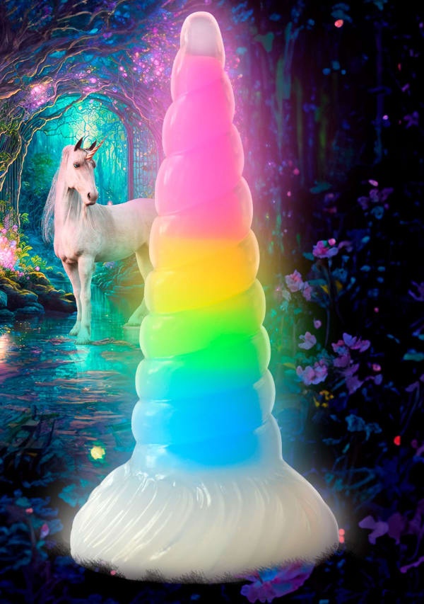 Creature Cocks Uni Glow Glow In The Dark Rainbow Silicone Dildo