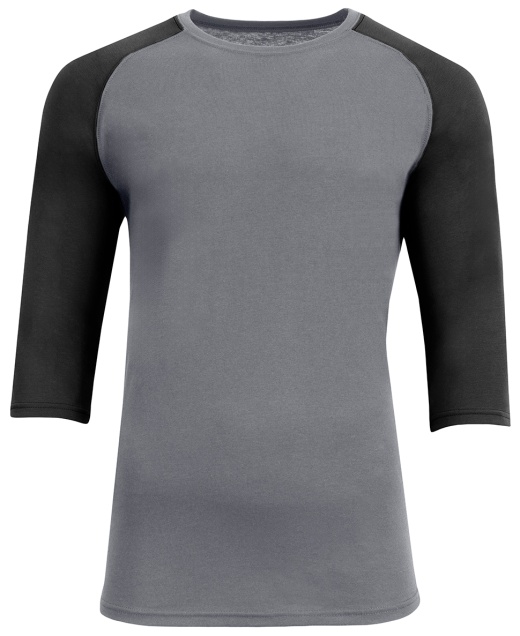 A4 Softek 3/4 Sleeve Raglan, Graphite/Black - Eco-Friendly Apparel for Athletes