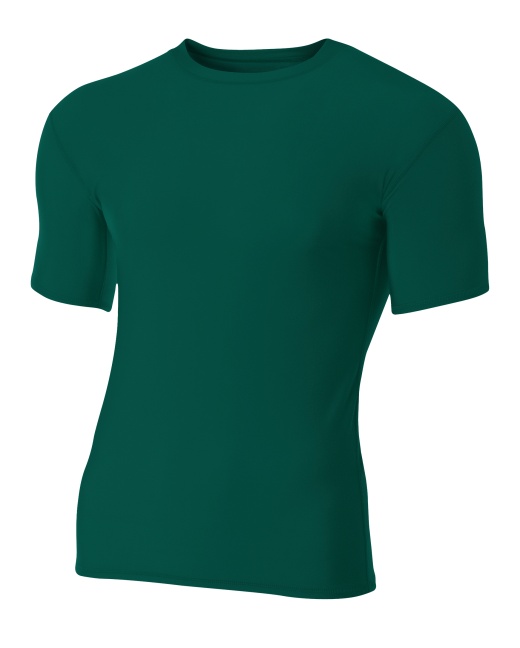 A4 Youth Short Sleeve Compression Crew, Forest, s