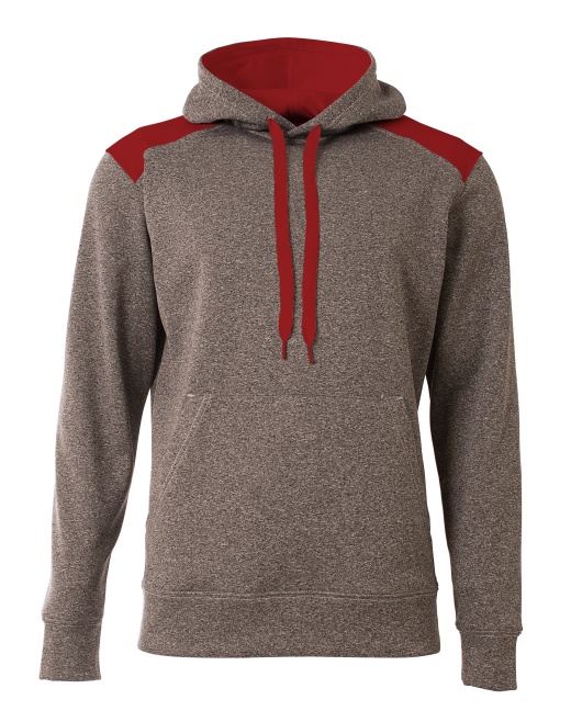 A4 Youth Tourney Fleece Hoodie - Heather/Scarlet