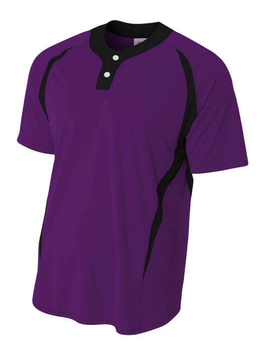 A4 2-Button Color Block Henley, Purple/Black
