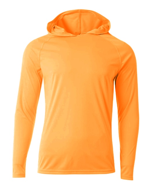 A4 Long Sleeve Hooded Tee, Safety Orange