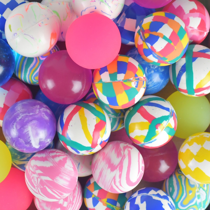 45Mm Hi-Bounce Ball Mix (50 Pcs) - Assorted Colors and Designs
