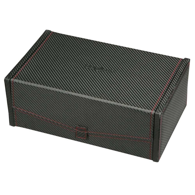Diplomat "Modena" 10-Watch Cases W/Removable Trays In Red-Accented Carbon Fiber