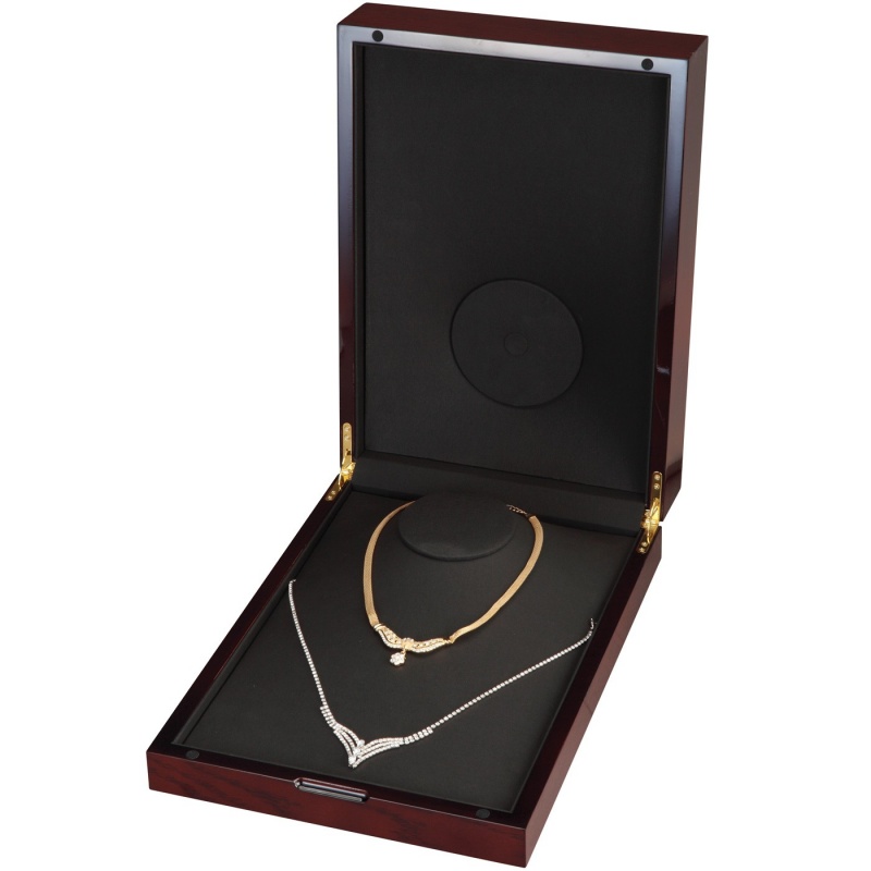 "Rodeo" Deluxe Necklace Box In Mahogany & Onyx Nabuka