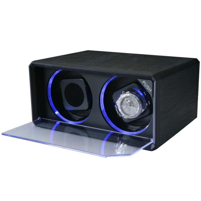 Diplomat "Economy" Double Watch Winder In Black Leatherette