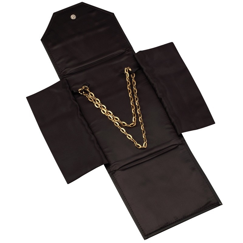 Travel Folders For Necklaces In Black Velvet W/Black Interiors, 6 X 8.25 In