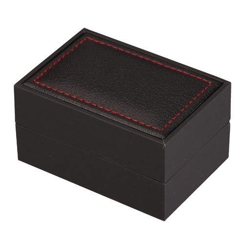 "Safari" Double Ring Slot Box Black Leatherette