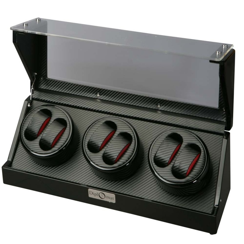Diplomat "Gothica" 6-Watch Winder In Bold Black & Red