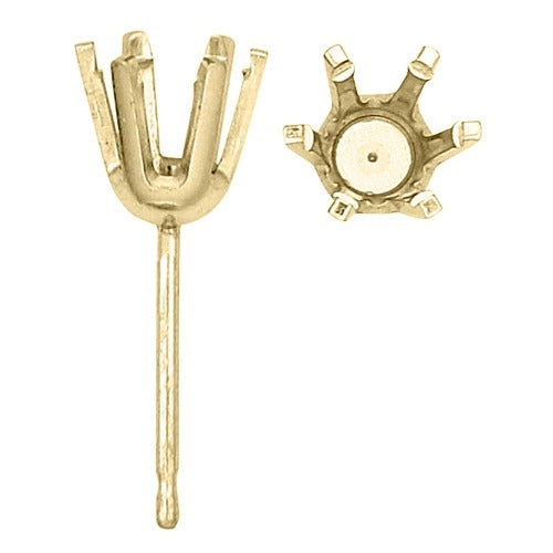 14K Yellow 6-Prong Pre-Cut Friction Post Earring