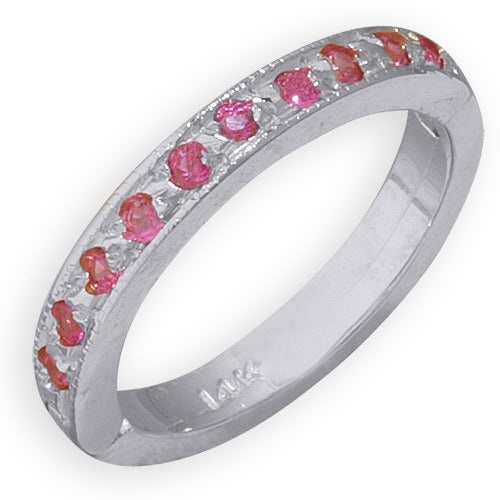 14K White Gold Pink Sapphire Toe Ring