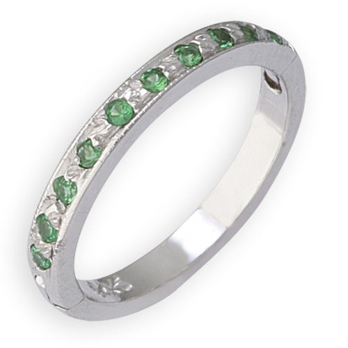 14K White Gold Green Garnet (Tsavorite) Toe Ring
