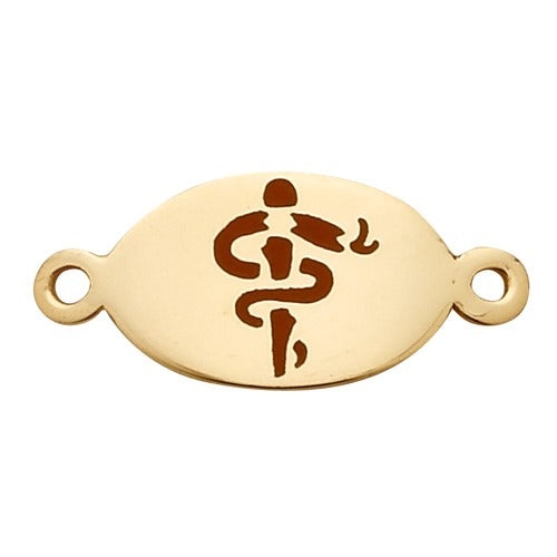 14K Yellow Oval Health Guard, 20 x 9 Mm