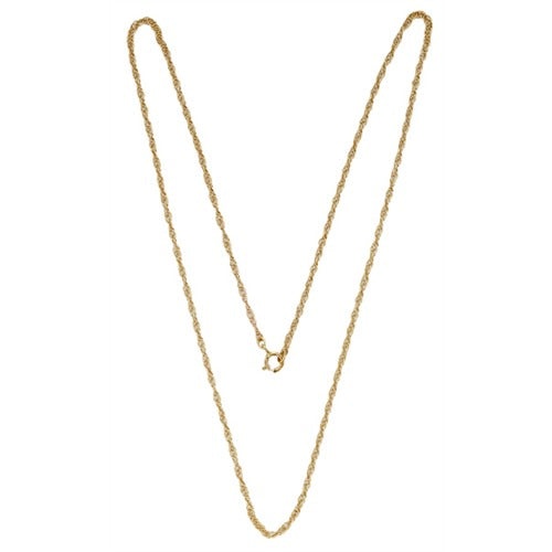 14K Yellow 1.3Mm Carded Machine Rope Chain