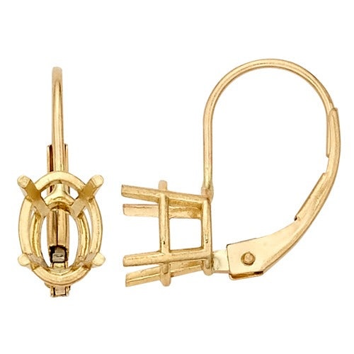 14K Yellow Oval Setting Leverback