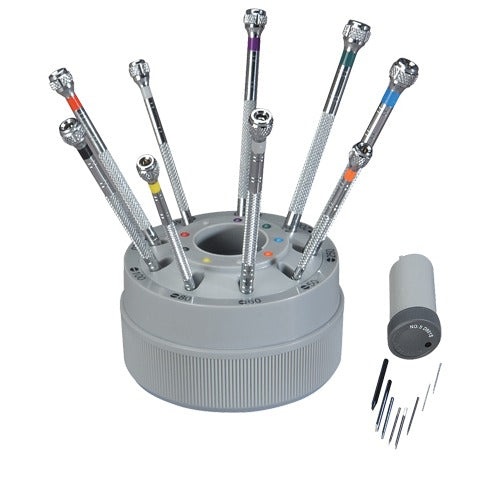Bergeon Optima 9-Piece Flat Screwdriver Sets On Stand #Sd901s