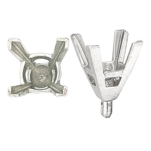 14K White Princess-Cut Setting W/ Peg