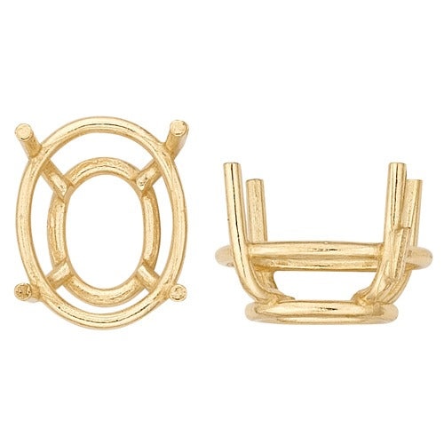 14K Yellow Double Wire Oval Tapered Basket Setting