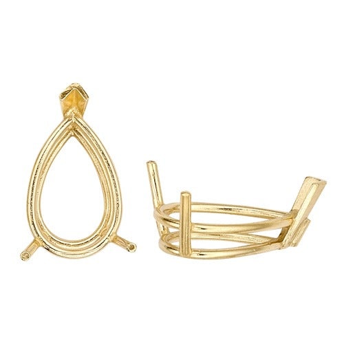 14K Yellow Double Wire Pear Shape Setting W/ V-Prongs