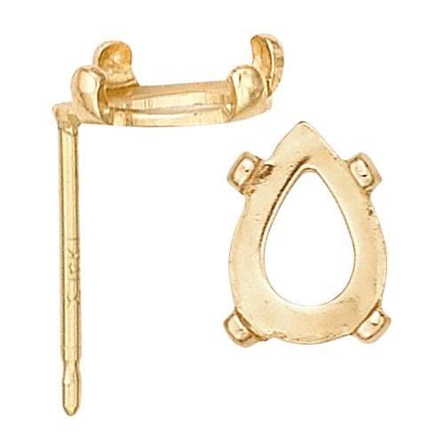 14K Yellow Pear Shape Flat Open Back Earring