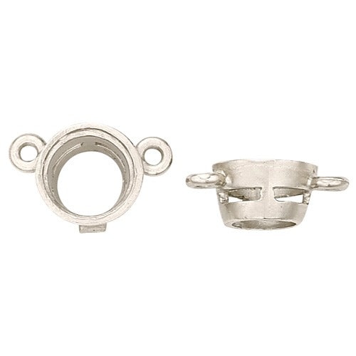 14K White Round Tapered Bezel W/ Airline & 2 Angled Rings