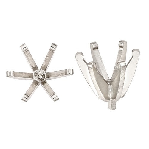 18K White 6-Prong Round Low Setting W/ Peg