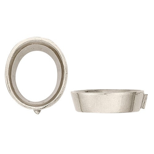14K White Oval Tapered Bezel Diamond Ring