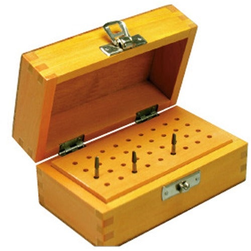 A&A Wooden Bur Box - Holds 36 Burs for 3/32" Shank Burs
