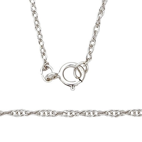 14K White Gold 1.05 Mm Carded Machine Rope Chain