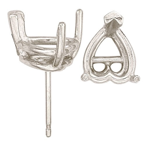 14K White Heart Shape Double Wire Earrings