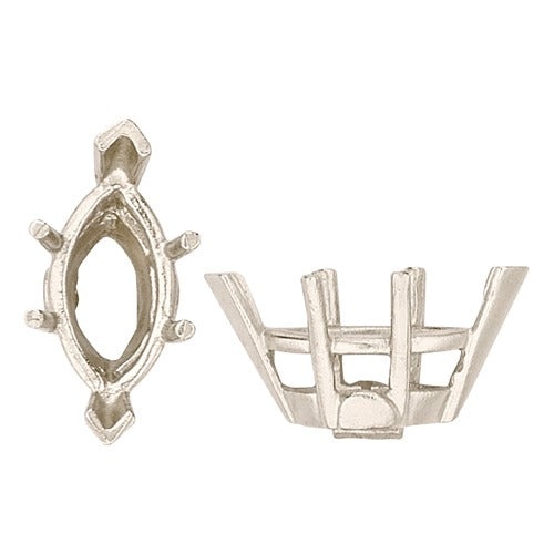 14K White 6-Prong V-Tip Marquise Setting
