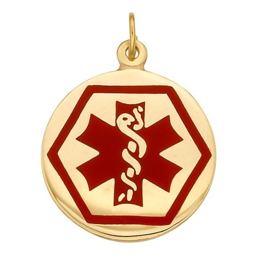 14K Yellow Medic Aid Medallion, 18.5 Mm