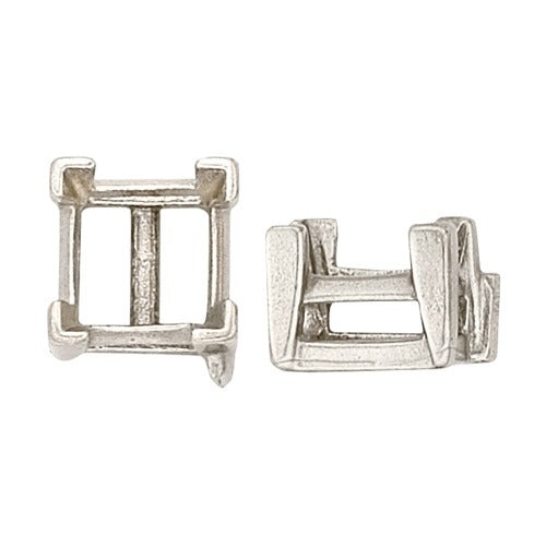 14K White Square Setting W/ V-Prong & Airline