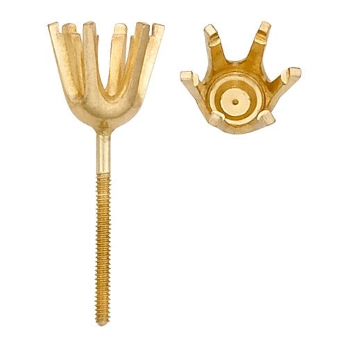 14K Yellow Round 6-Prong Light Screw Post Earring