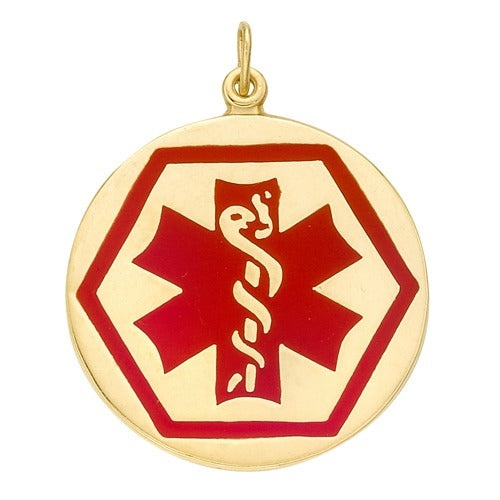 14K Yellow Medic Aid Medallion, 25.2 Mm Medical Alert Jewelry
