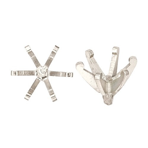 14K White 6-Prong Very Light & Low Round Setting W/ Peg