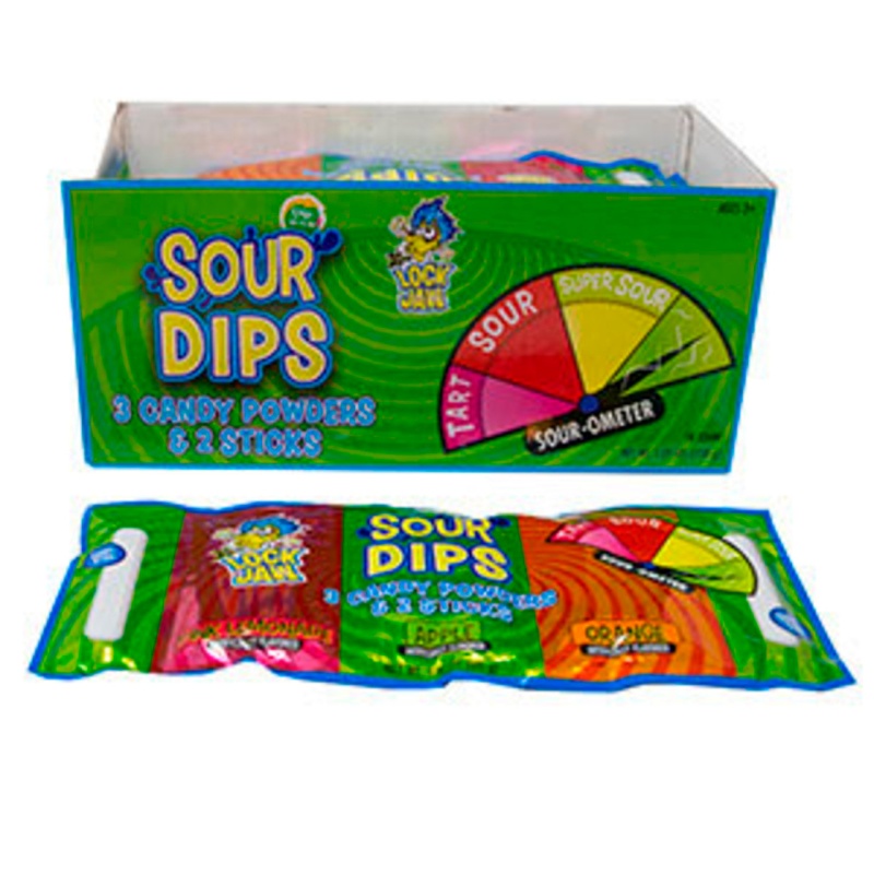 Lock Jaw® Sour Dips Candy & Powder Stick 3Pk 18Ct