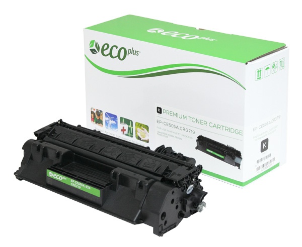 Hewlett Packard OEM CE505A Ecoplus Remanufactured Toner Cartridge: Black, 2.3K Yield