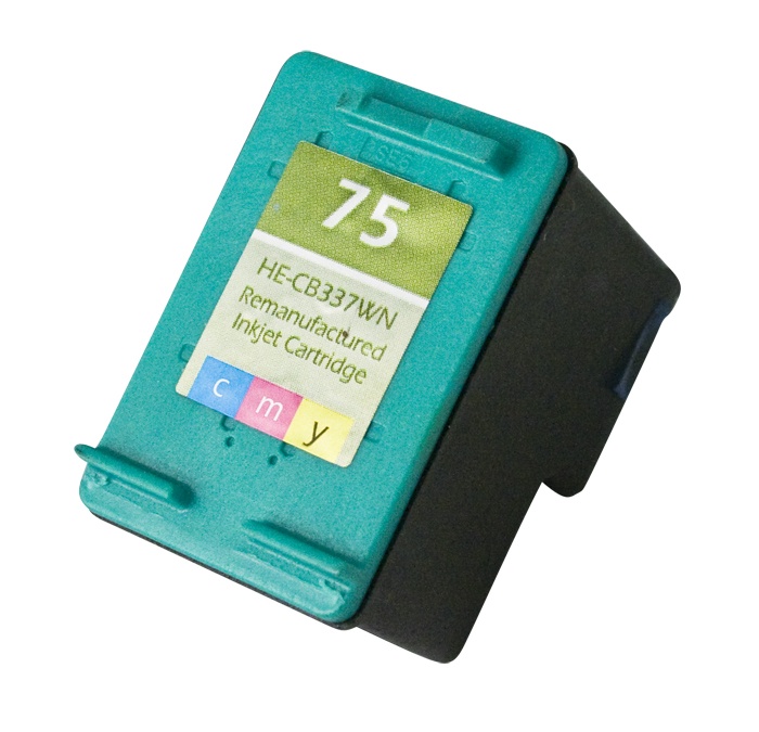 Hewlett Packard OEM 75, CB337WN Remanufactured Inkjet Cartridge: Cyan, Magenta, Yellow, 170 Yield, 15ml