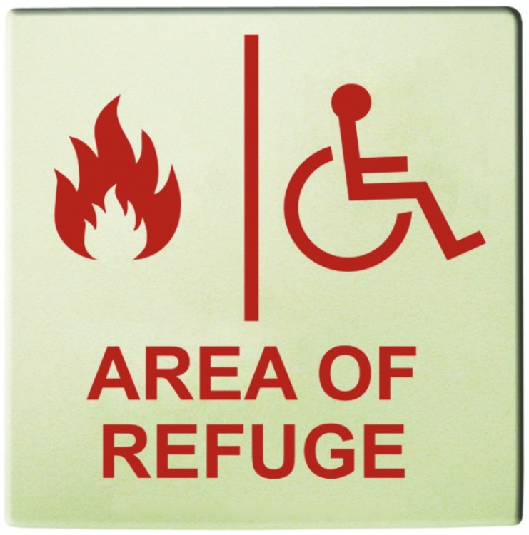 8" X 8" Photolumines Wall Sign. Complies With Ibc Sec. 1007.9 (1) Sign Is Required For Each Area Of Refuge Location
