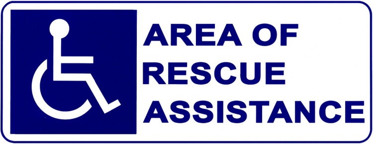 Area Rescue Assist. Sign-Front. White Pvc Plastic With Blue Lettering Comes With Double-Stick Tape