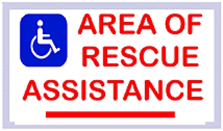 Rescue Assis Sign-Photo-Single. Photoluminescent Type - Can Be Ceiling Or Wall Mounted - Has 'Area Of Rescue Assis' Imprint