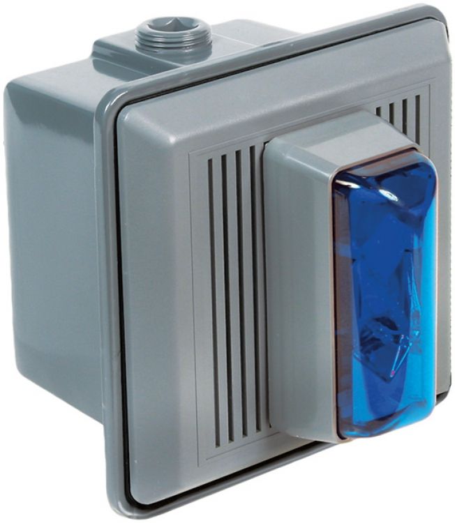 24Vdc Strobe Unit-W/Horn--Blue. Can Be Used Indoors Will Operate On 24Vac Or 24Vdc