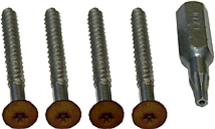 Panel Tamper Screws+Tool-Brown. Includes 4-Tamper Resistant Screws And 1-Screwdriver Tip