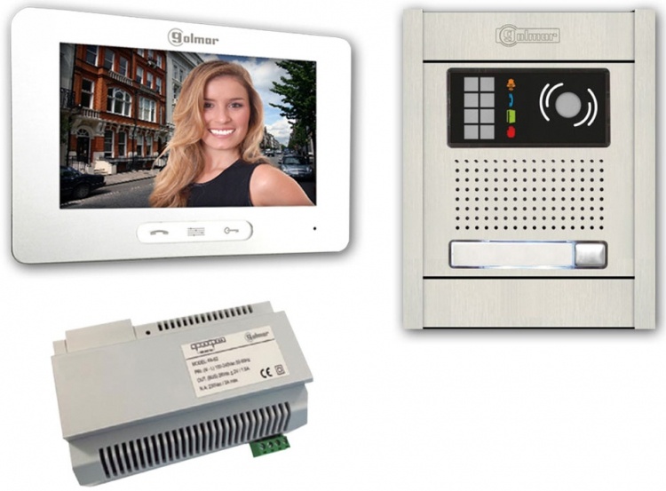 Gb2-7 Series: 1-Unit Touchscreen Video Entry Intercom Kit. One 7.0" Touchscreen Monitor, Flush-Mounted Aluminum Entrance Panel (1-Button)