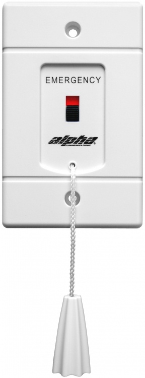 Emerg Pull Cord Stat.-Red Ind.. White Plastic Faceplate With 'Emergency' Imprinted In Black With Adjustable Pull Cord