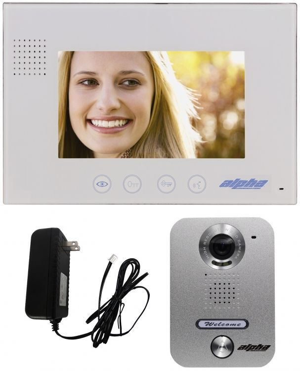 1-Unit 7" Color Video Entry Intercom Kit. One 7.0" Soft-Touch Monitor, Surface-Mounted Aluminum Entrance Panel (1-Button). Expandable