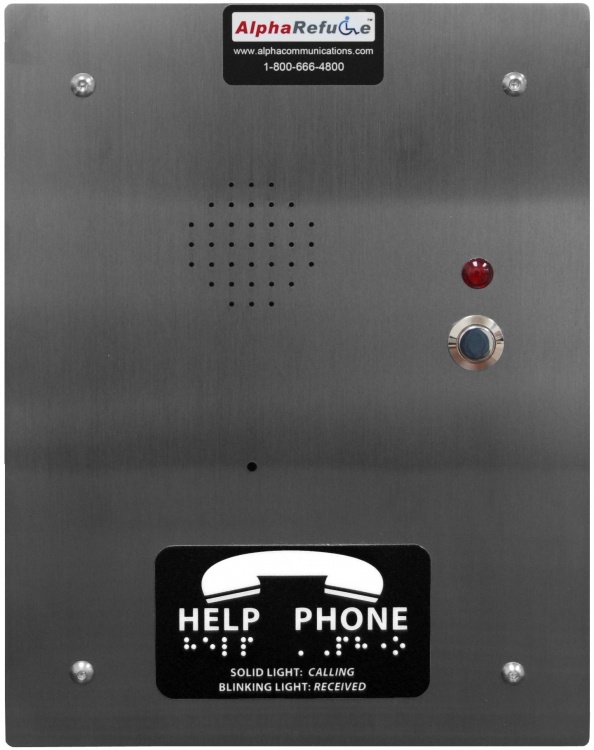 Stainless Steel Ip Refuge Call Box For Alpharefuge. Flush, Stainless Steel Construction, Standard Call Button, Poe Powered