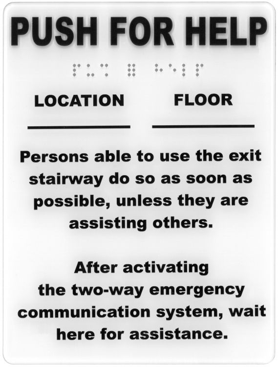 Instruction+Location Wall Sign. Has Self-Stick Backing. One (1) Sign Is Required For Each Refuge Call Box/Station