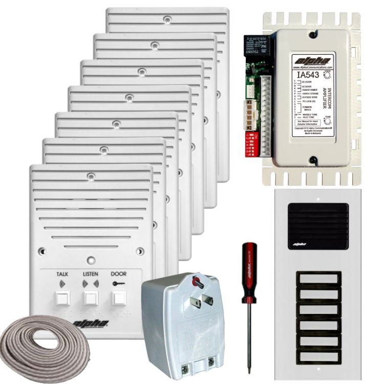 7- Unit Apt. Intercom Kit+Wire. Contains: 7- Is204a+ 1- Ia543 1- Es612/07 (+Box) + 1- Ss105b 1- S1 And 400' 12Wj (Coiled)